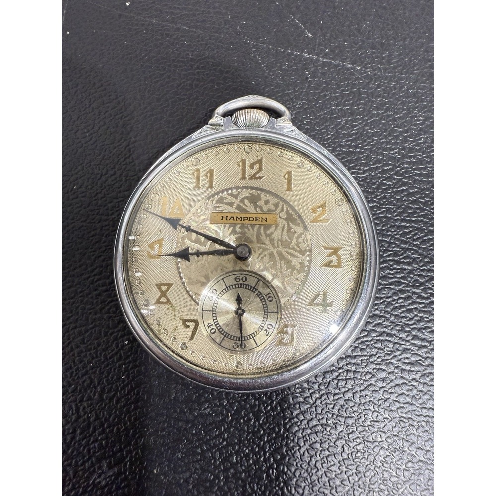 HAMPDEN RAILROAD POCKET WATCH 19 JEWEL AS IS PARTS REPAIR